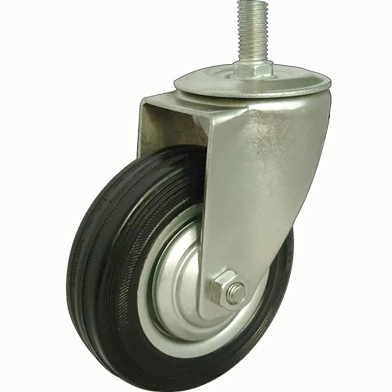Industrial Caster Wheel Solid Rubber Metal Bracket Swivel Plate with Dust Proof Cover Cart Industrial Caster