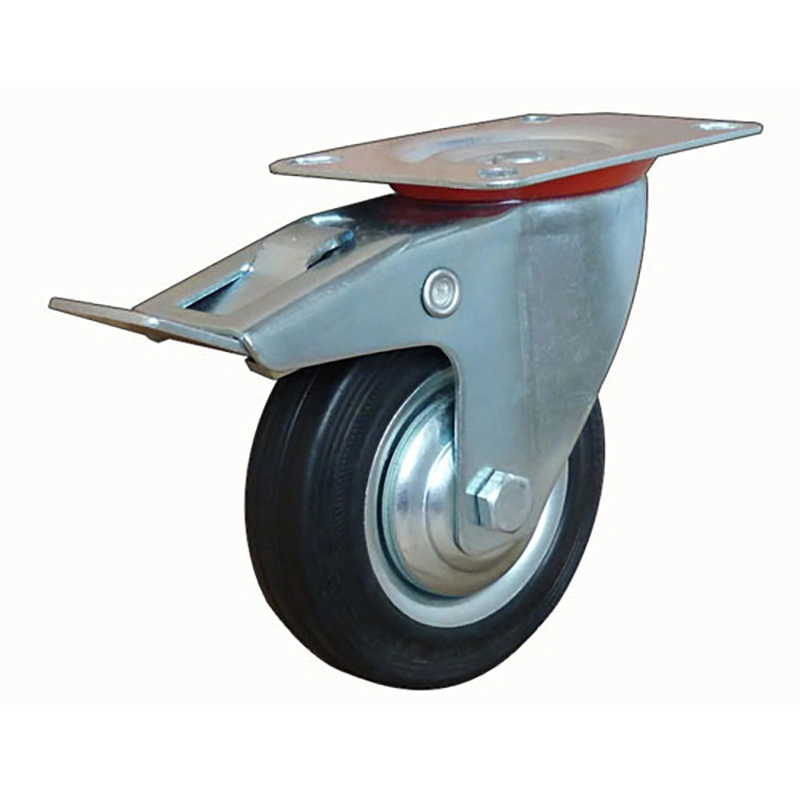 Industrial Caster Wheel Solid Rubber Metal Bracket Swivel Plate with Dust Proof Cover Cart Industrial Caster