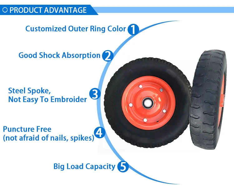 Puncture-Proof Wheel 12 Inch 13 Inch PU Solid Rubber Puncture Proof Tire Wheels for Wheelbarrow