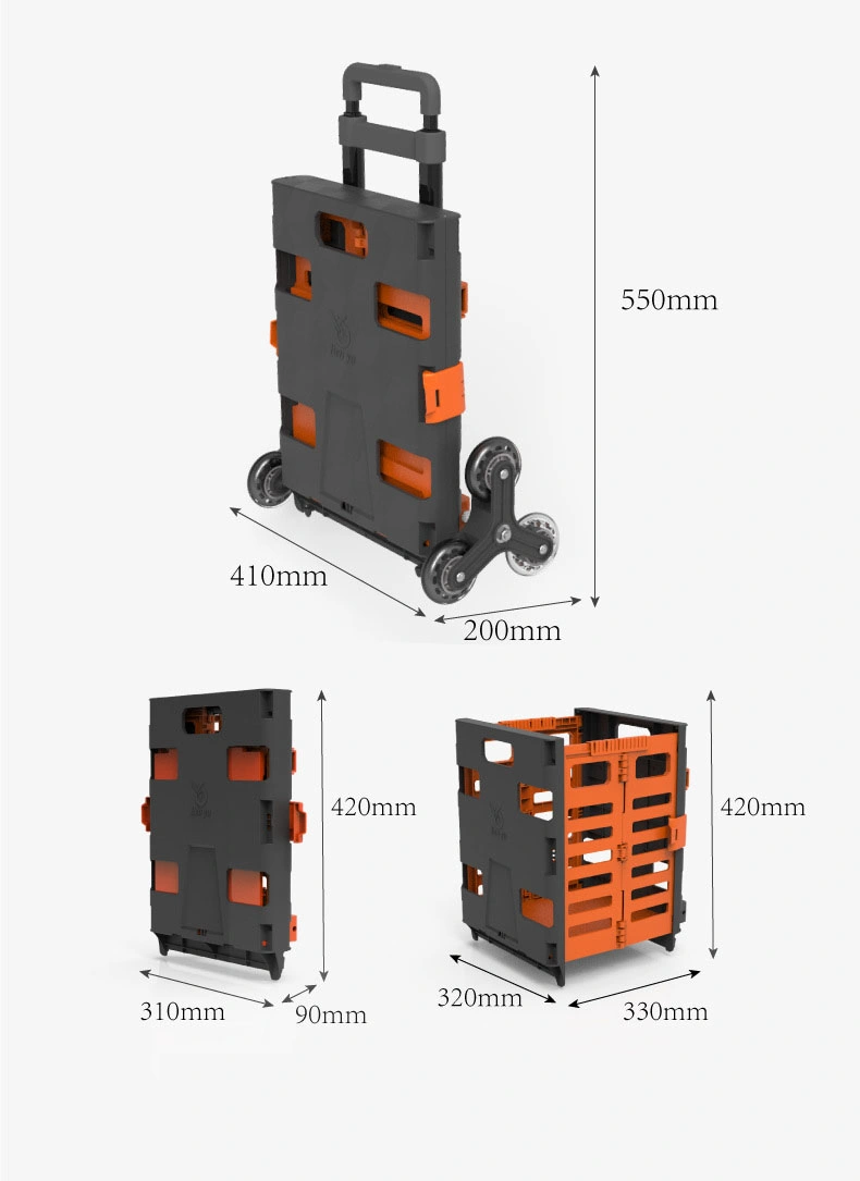 Stair Climbing Foldable Trolley Shopping Cart with Wheels