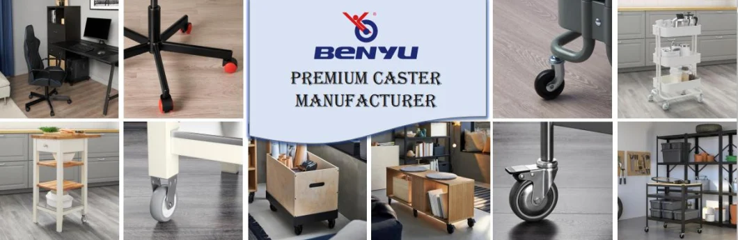 Benyu 4inch Medium PU Universal Brake Swival and Fixed Casters Cart Equipment