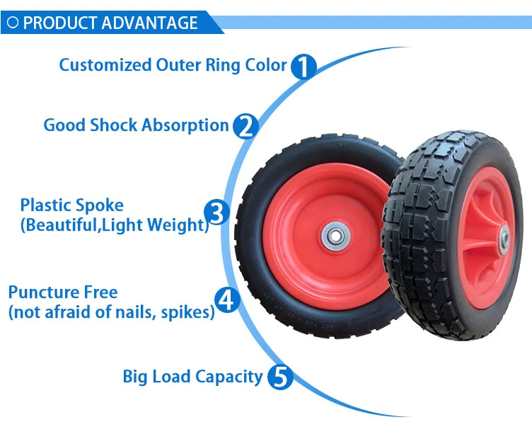 Wheelbarrow Tire Flat Free Wheel Small PU Foam Rubber Wheels 260X85 for Wholesales