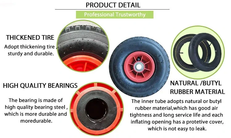 2pr/4pr Tyre Metal Rim Pnuematic Rubber Wheel for Wheelbarrow (2.50-4)