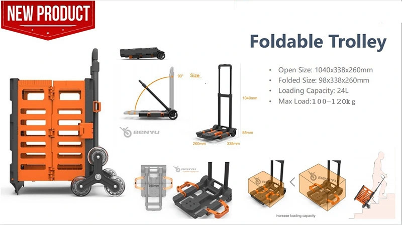 Stair Climbing Foldable Trolley Shopping Cart with Wheels