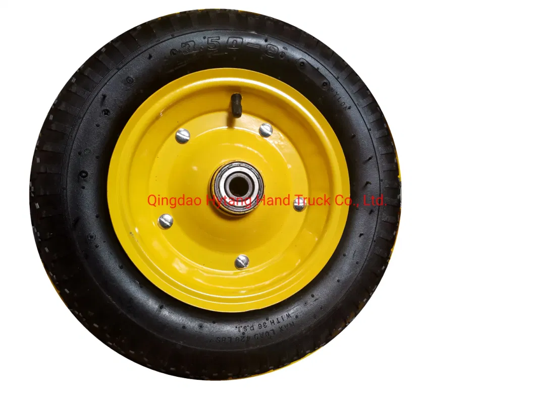 Rubber Wheel 3.50-8 for Wheelbarrow Bolted Metal Rim Big Bearing 6204zz