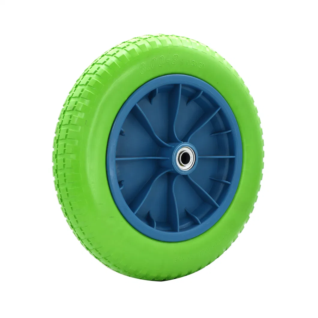 Flat Free PU Wheelbarrow Wheels with Spoke Color (4.00-8)