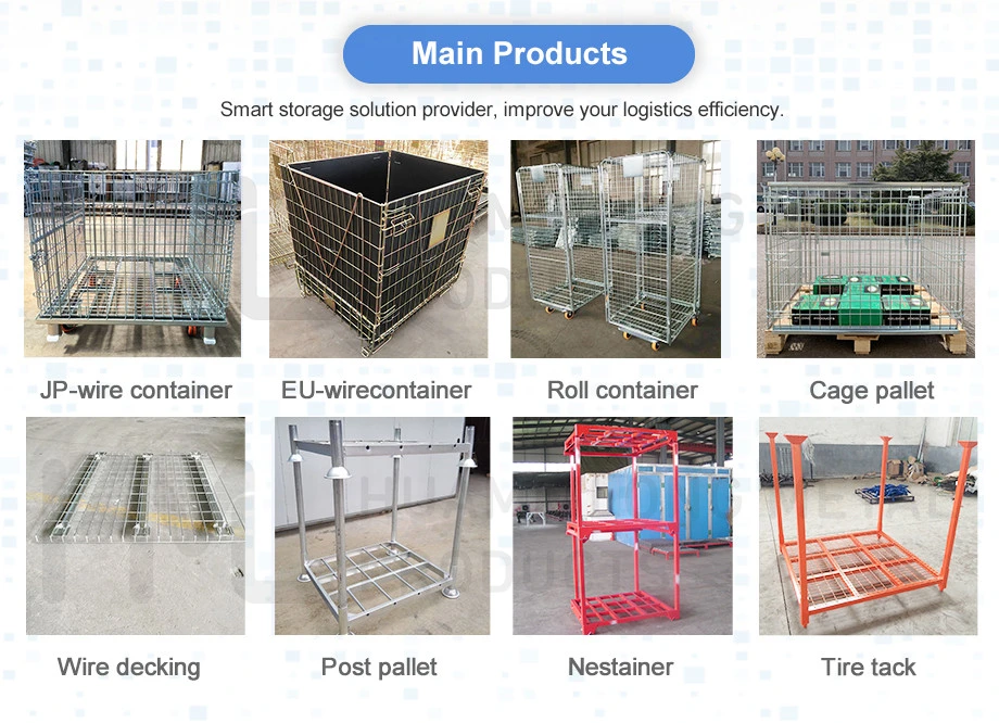 Customized Galvanized Welded Steel Nesting Foldable Storage Warehouse Logistic Trolley