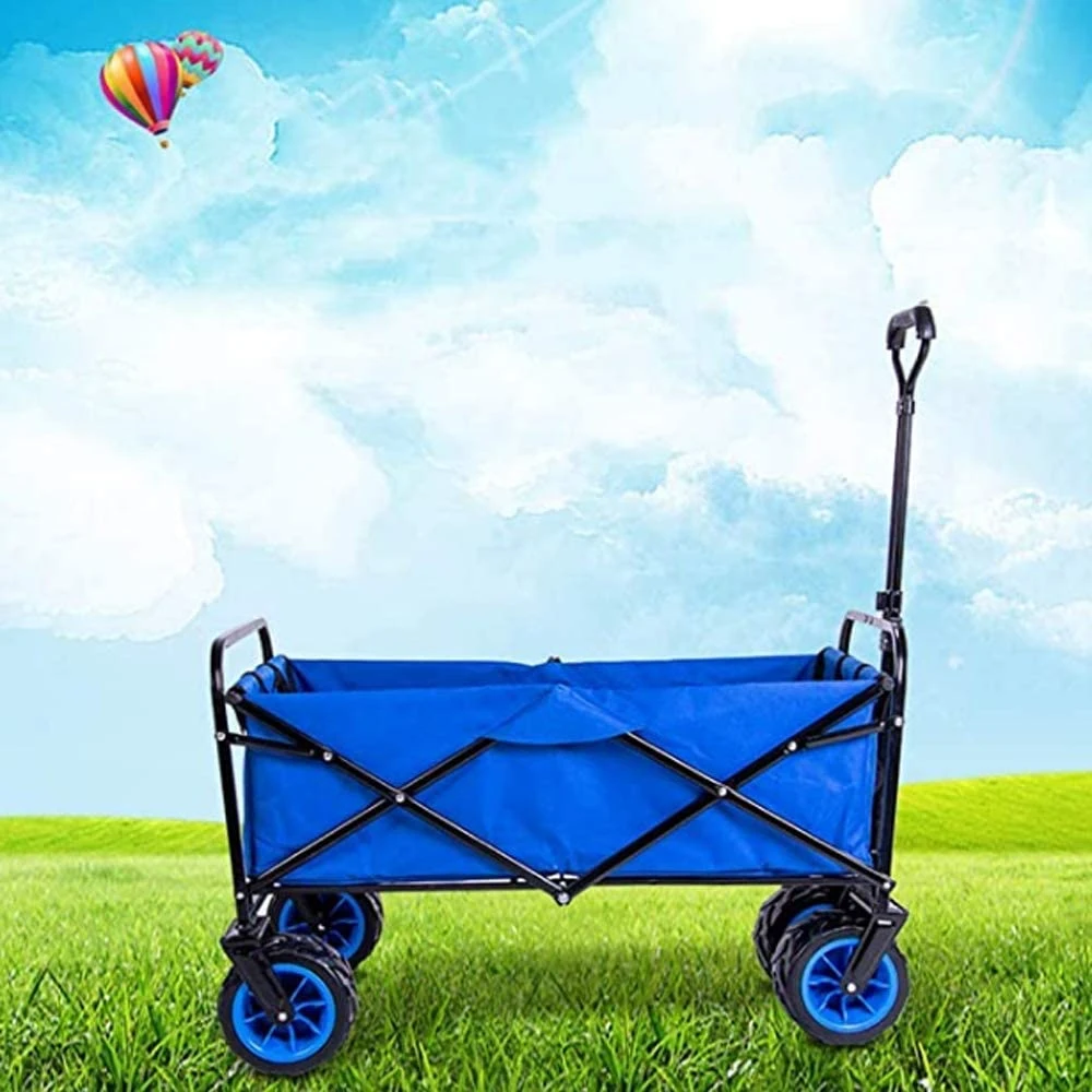 Folding Garden Cart Outdoor Wide Wheel Wagon Custom Logo Cart Foldable Beach Wagon Big Wheels for Camping