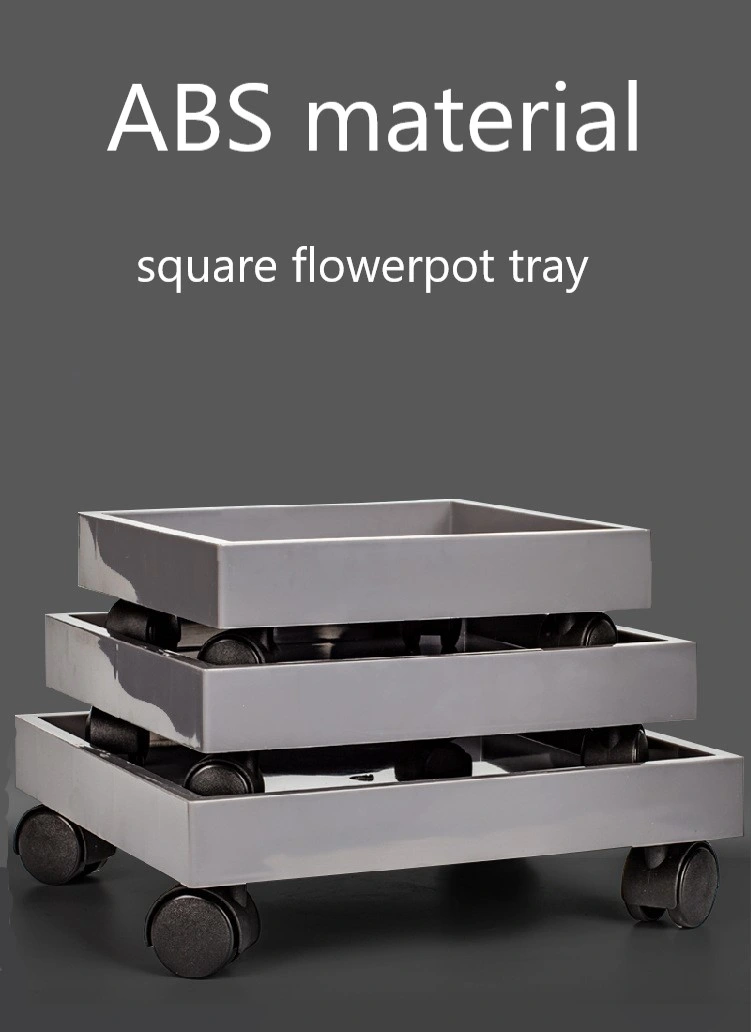 High Quality ABS Square Flower Pot Tray Trolley with Wheels