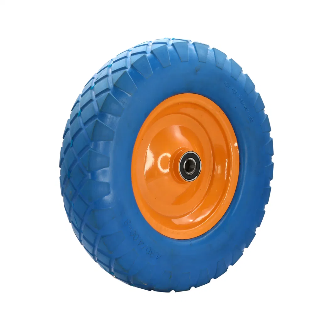 Flat Free PU Wheelbarrow Wheels with Spoke Color (4.00-8)