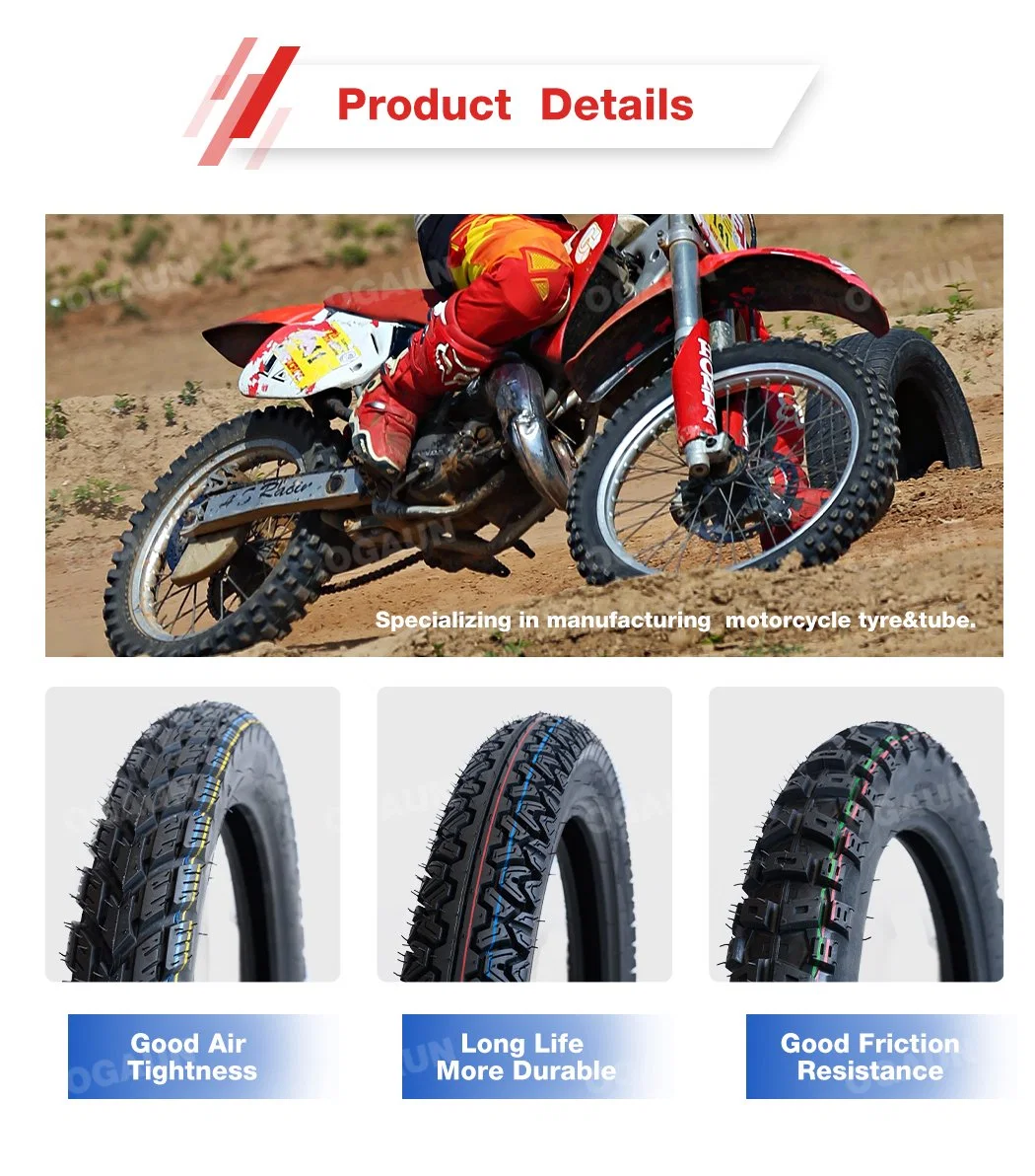 ISO9001 Factory Manufacture Natural Rubber Bajaj Mrf Cst Ceat Pattern Motorcycle Tubeless Tyre