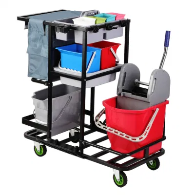 Carrello per pulizia hardware in metallo Janitor Cart ruota universale in acciaio multifunzione
