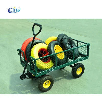  Carrello in acciaio rimorchio a ruote per carrone per impieghi pesanti, prato grande per esterni Carrello da giardino Trolley