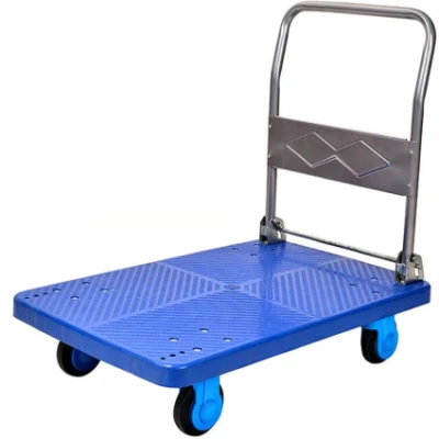Carrello a ruote con manico in acciaio per trasporto pieghevole e piattaforma in plastica