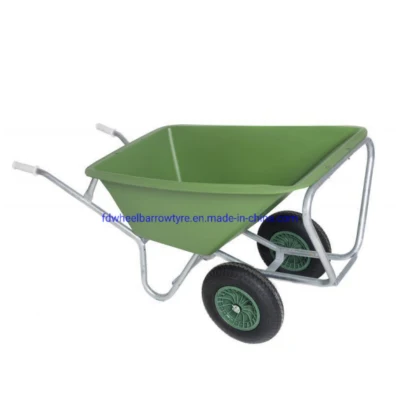  Carriola a ruota singola o doppia zincata 160L con vassoio in plastica, ruota pneumatica 4.00-8