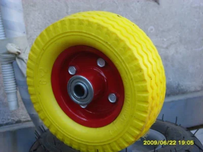  Ruota in PU gommata in plastica gommata PU gommata a careniera 4.80/4.00-8, pneumatico senza superficie piana