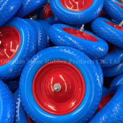 Carrello in schiuma PU piatto e privo di poliuretano in gomma piena per impieghi pesanti Ruota carriola