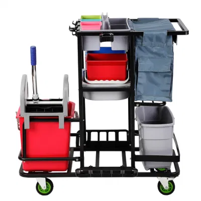 Carrello per pulizia hardware in metallo Janitor Cart ruota universale in acciaio multifunzione