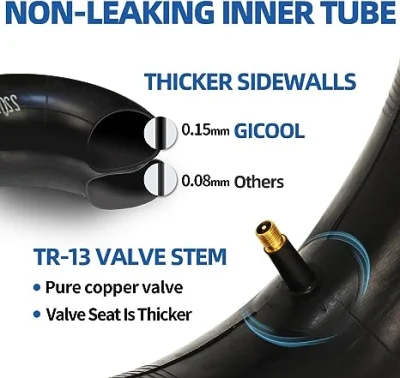 Set di pneumatici e tubi interni 13X4.00-6, con stelo valvola diritto Tr-13, per sostituzione ruota carrello portagomma a ruota