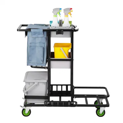 Carrello per pulizia hardware in metallo Janitor Cart ruota universale in acciaio multifunzione