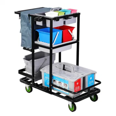 Carrello per pulizia hardware in metallo Janitor Cart ruota universale in acciaio multifunzione