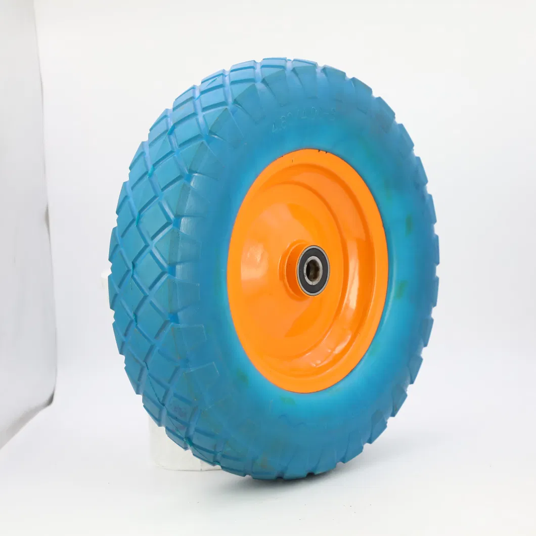 Flat Free PU Wheelbarrow Wheels with Spoke Color (4.00-8)