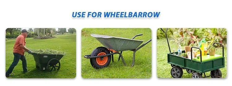 Wheelbarrow Wheel Anti-Puncture Solid Rubber PU Foam with Axle 4.80/4.00-8 390mm 200 Kg Trolley Spare Wheel