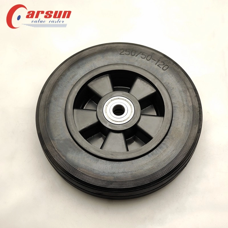 Carsun 250mm Heavy Duty Wheels 10 Inch Black Solid Rubber Wheels