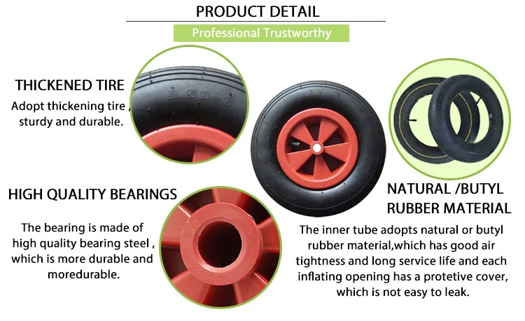 3.50-6 Wheelchair Rubber Wheels 12 Inch Pneumatic Wheel for Wheelbarrow