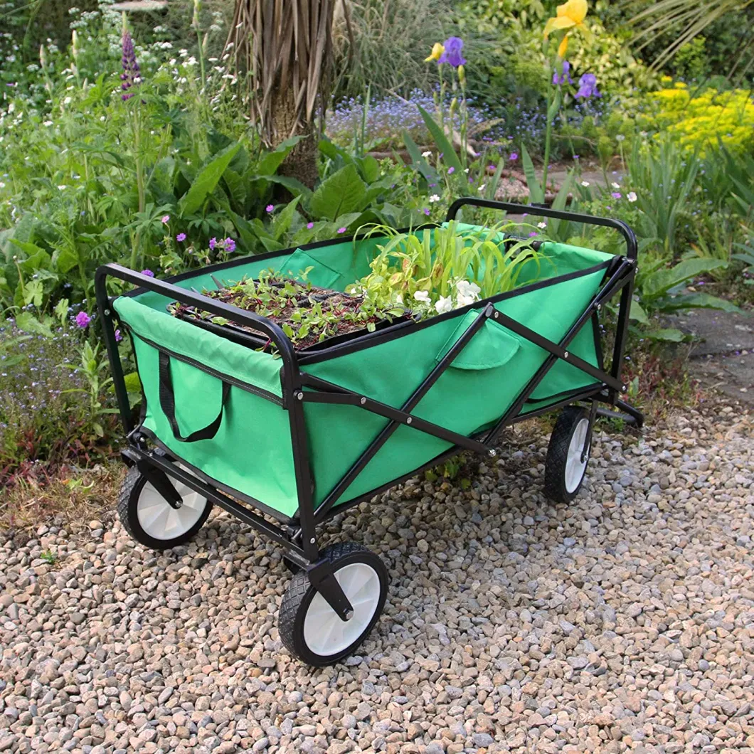 Four Wheels 70kg Heavy Duty Foldable Wheelbarrow, Trolley, Cart-Garden Tool