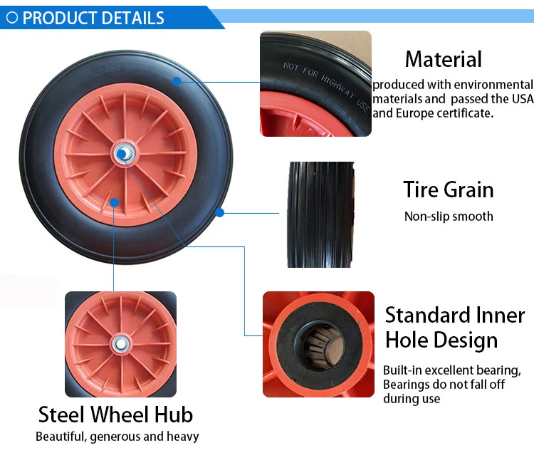 PU Foam Wheel Flat Free Tires for Trolleys and Wheel Barrow 3.50-8 Wheel with Grease Fitting