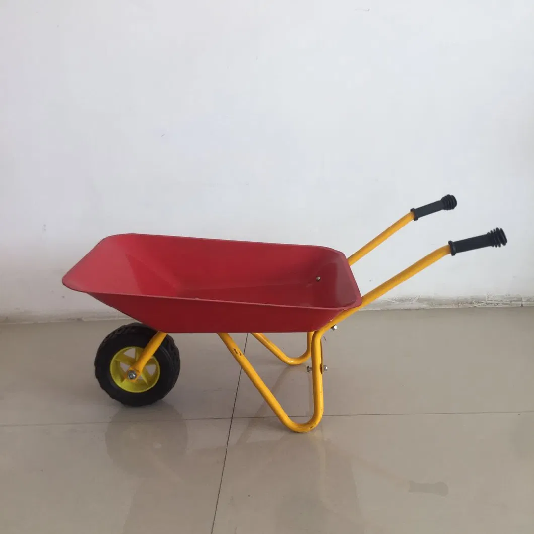 Kids Metal Rubber Wheel Wheelbarrow