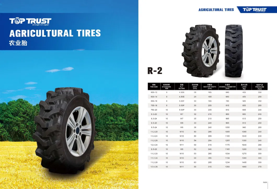 Rubber Pnuematic Agricultural Tractor Tire R2 8.3-24