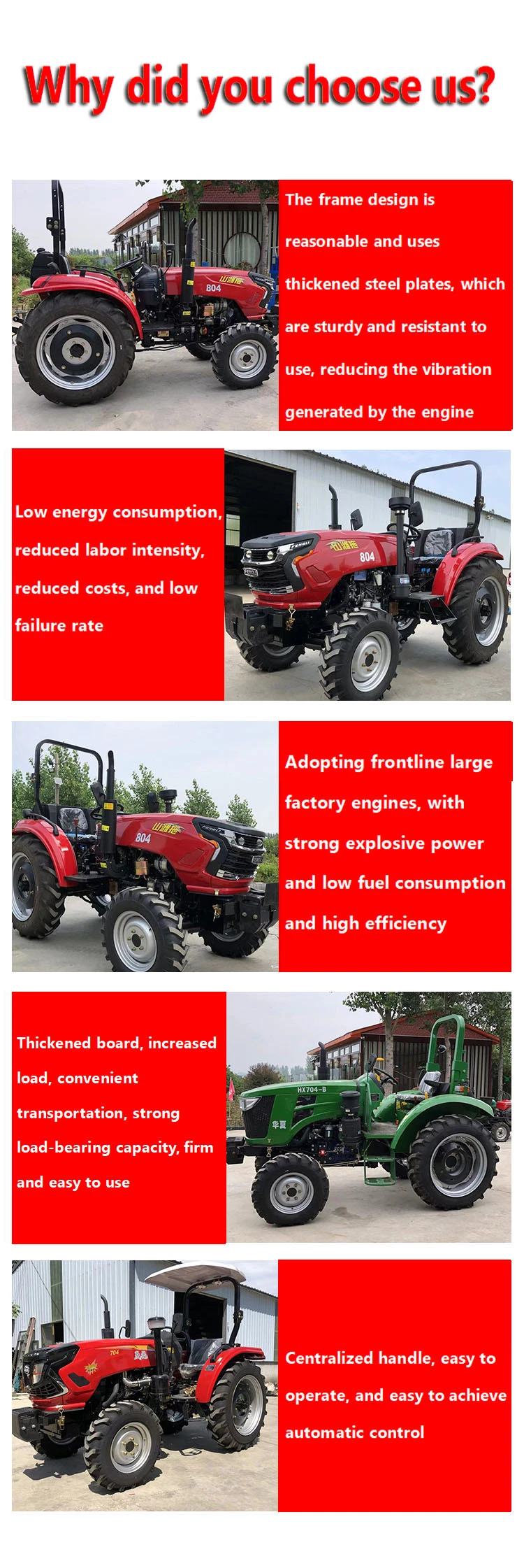 Agricultural Tractor 704 Four-Wheel Drive Strong Lifting and Strong Lowering