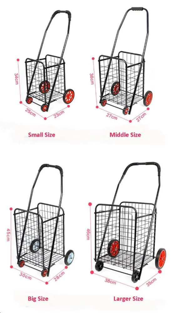 2 Wheels Supermarket Hand Cart Stair Telescopeic Climbing Hand Truck Shopping Trolley Cart