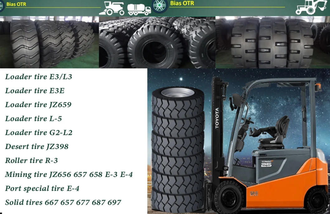 OEM New Trolley Air Tyre Wheel Barrow TBR Car Tire PCR off Road Tire for OTR/Industrial Ind/Agricultural Tractor/Agr/Pneumatic Solid Forklift Dozer 12.00-24