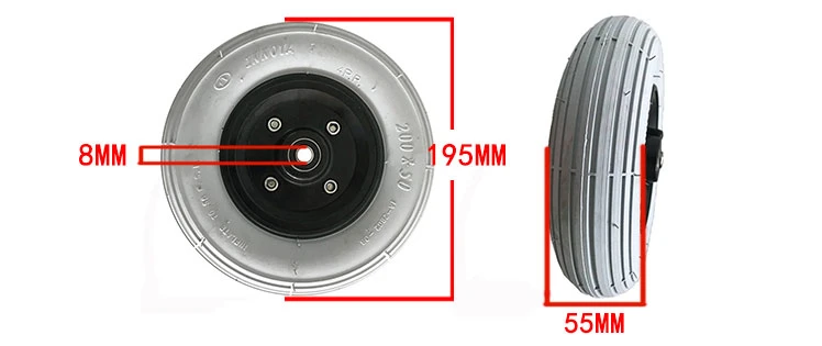 8 Inch Pneumatic Scooter Electric Wheelchair Front Wheels Rubber Tire