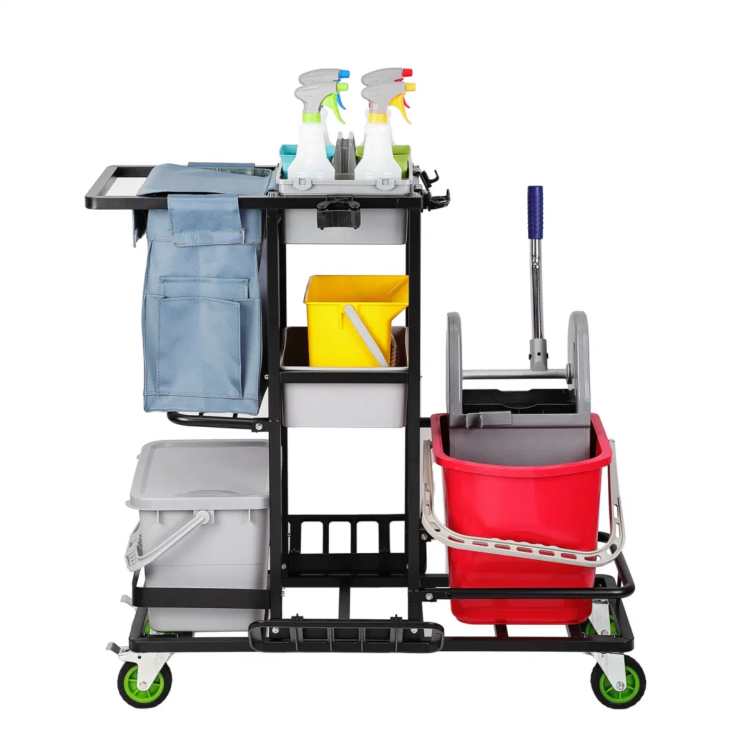 Hardware Cleaning Trolley Metal Janitor Cart Universal Wheel Multi-Functional Steel