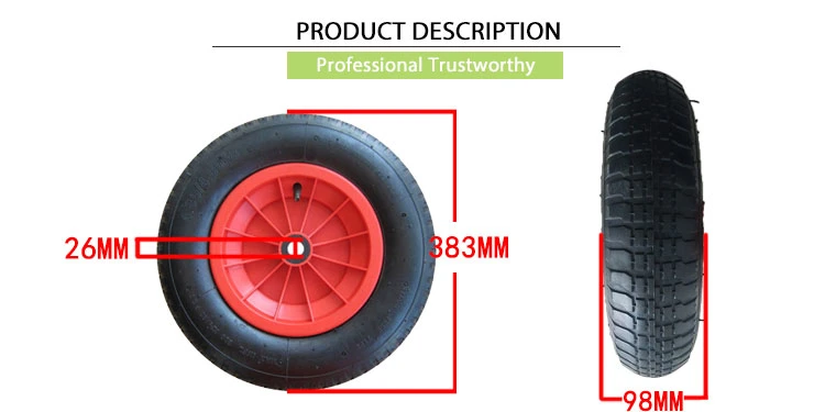 16 Inch Heavy Duty Rubber Wheel Barrow/Garden Trailer/Farm Cart Wheels Axle and Plastic Rims