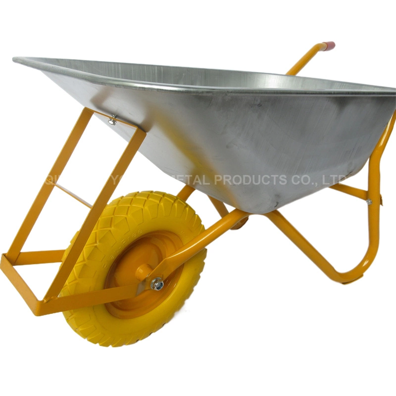 Customized African Market 90L Heavy Duty Solid Wheel Galvanized Single Wheel Construction Wheelbarrow