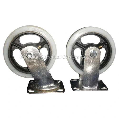 6in 8in Mold on Nylon Cast Iron Center Caster Wheel