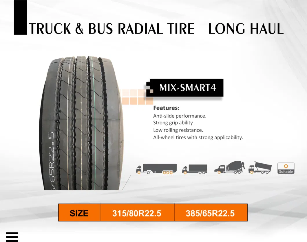 Hanmix Summer Winter All Steel Radial Tubeless Rubber Long Haul Highway Standard Road Heavy Duty Truck Bus Trailer TBR Tyres Tire 385/65r22.5