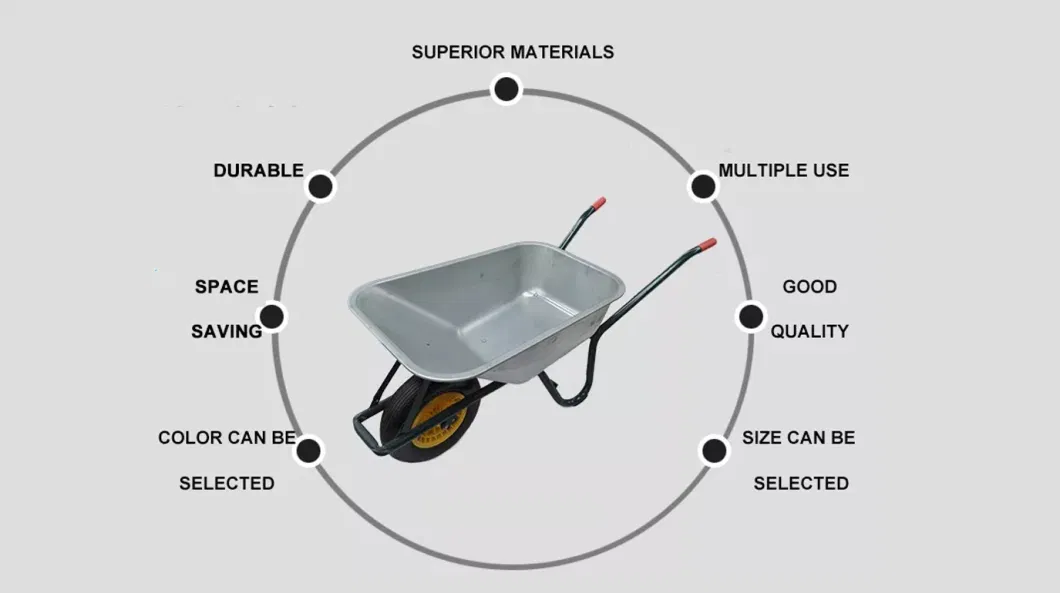 Steel Material Single 150kg Garden Metal Tray Wheel Barrow Wheelbarrows