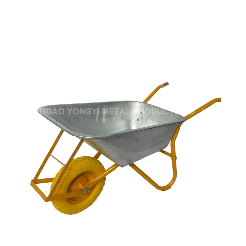Customized African Market 90L Heavy Duty Solid Wheel Galvanized Single Wheel Construction Wheelbarrow
