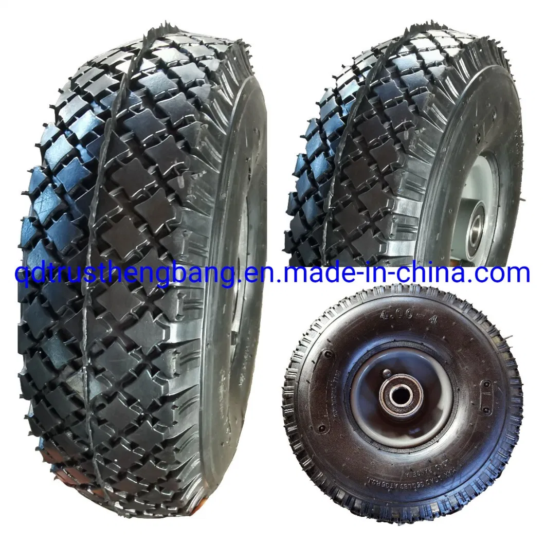10 Inch Small Pneumatic Rubber Wheels 4.00-4 with Steel Rim for Hand Truck Trolley Wheelbarrow