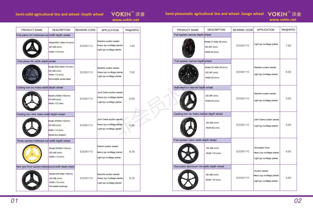 Vokin Brand High-Quality Seeder Wheel/Farm Machinery Wheel/Pneumatic Wheel/Rubber Roller/Agricultural Machine Press Wheel