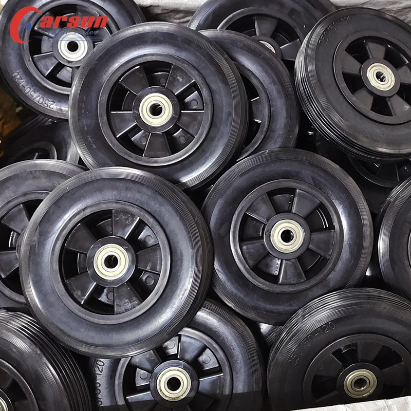 Carsun 250mm Heavy Duty Wheels 10 Inch Black Solid Rubber Wheels