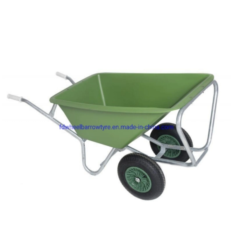 160L Galvanized Single or Double Wheel Wheelbarrow with Plastic Tray, 4.00-8 Air Wheel