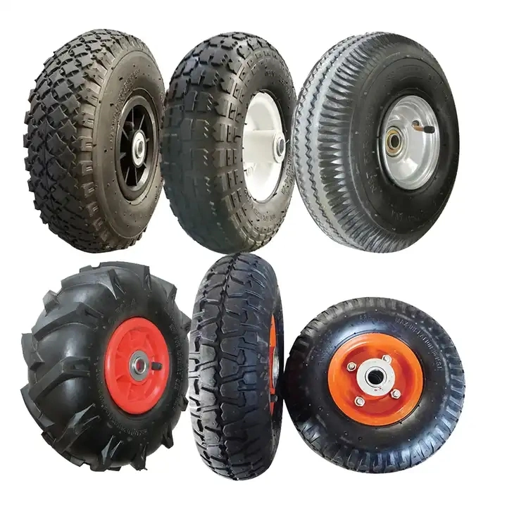 Tgum Caster Wheelbarrow Heavy Duty Solid PU Foam Trolley Tire Wheels