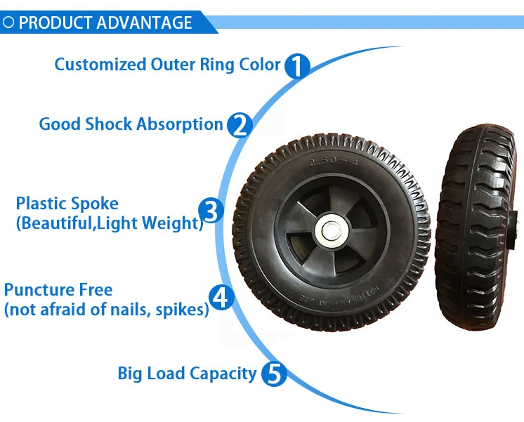 PU Solid Wheelbarrow Wheels for Garden Tool Carts PU Foam Wheel